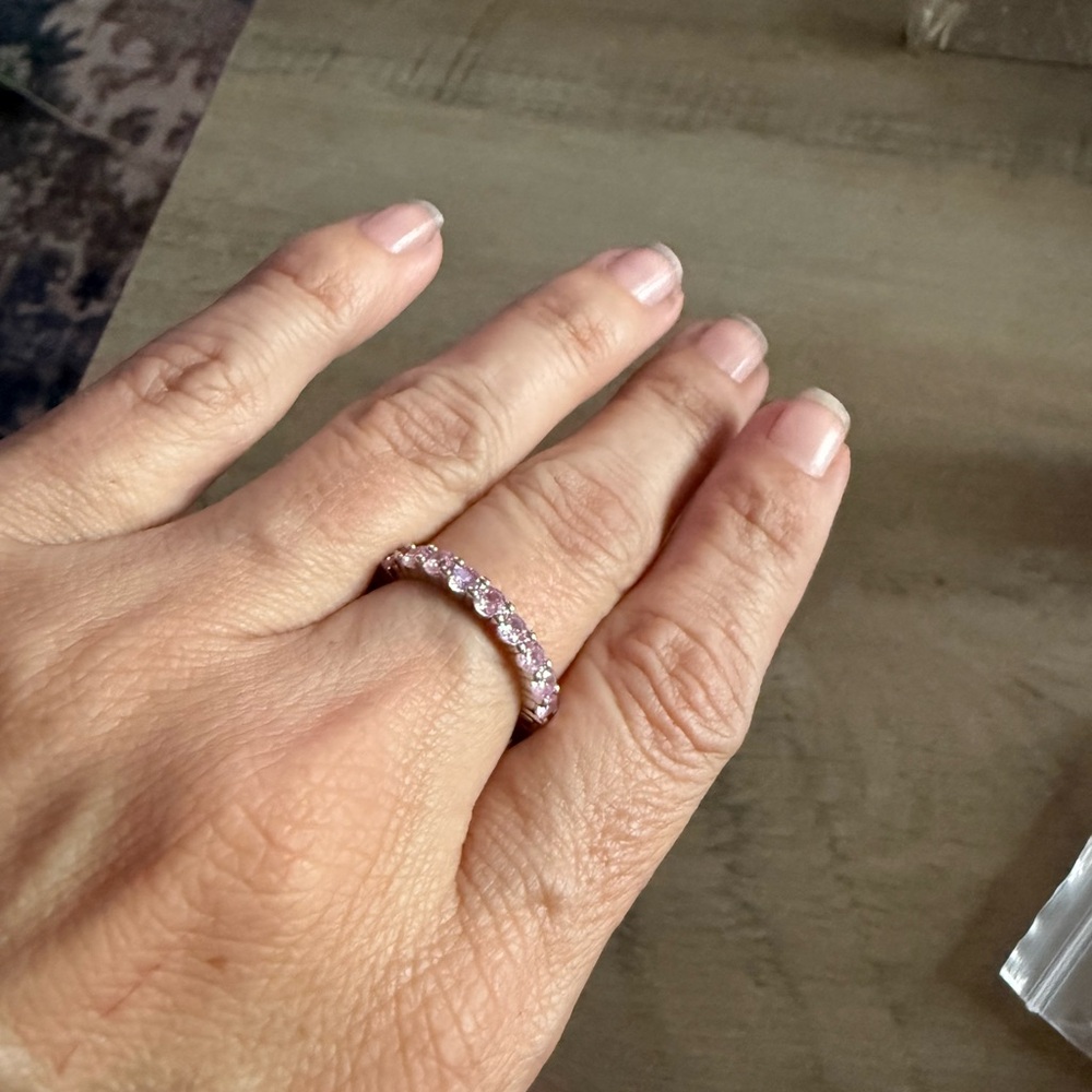 Swarovski Pink Crystal Silver Ring - Picture 4 of 4